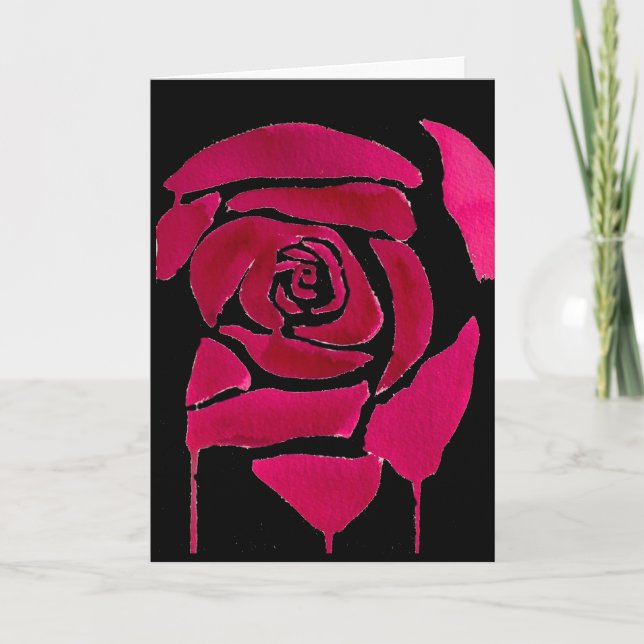 Gotische abstrakte Rose Watercolor-Vorlagenkunst Karte (Vorderseite)