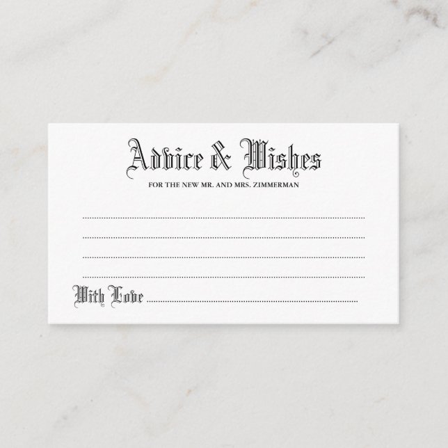 Gotische Beratung und Hochzeitskarte Hinweiskarte (Vorderseite)