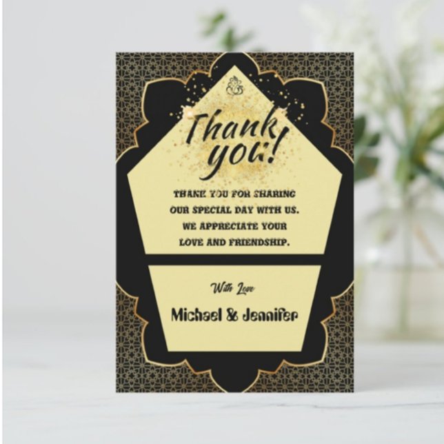 Gotische Black & Gold-Hochzeit Dankeschön-Karte Dankeskarte (Von Creator hochgeladen)