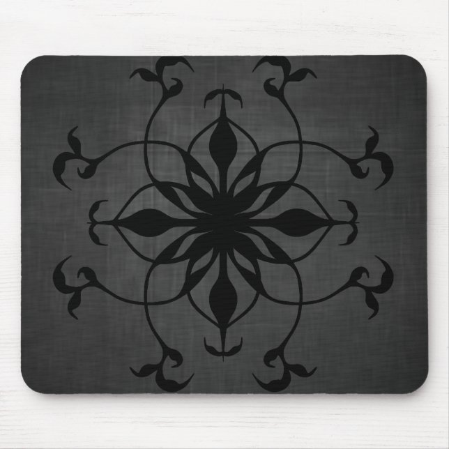 Gotische Blume in Schwarz und Grau Mousepad (Vorne)