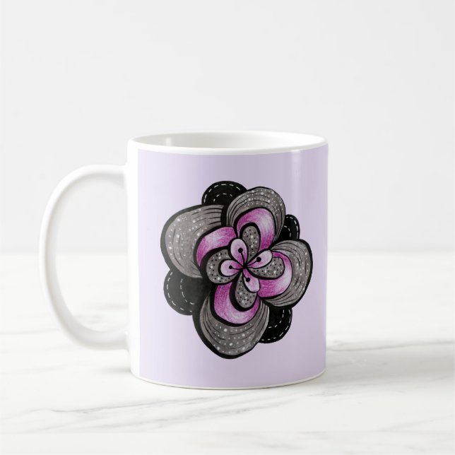 Gotische Blume Lila Schwarz Abstrakt Blüte Kaffeetasse (Links)