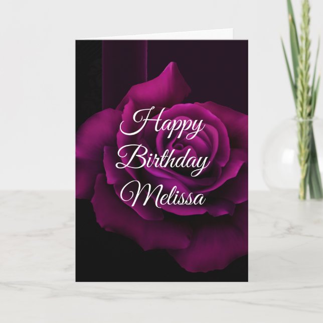 Gotische Blume mit Lila Rote Rose Geburtstag Karte (Vorderseite)