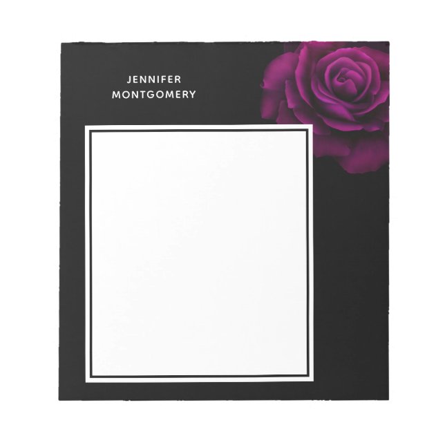 Gotische Blume mit Lila Rote Rose Notizblock (Vorderseite)