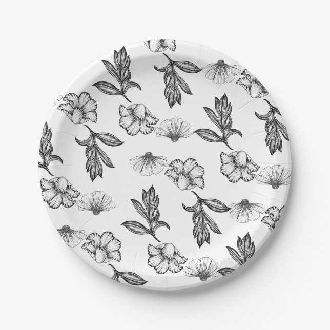 Gotische Blume Tattoo Halloween Babydusche Pappteller (Vorderseite)