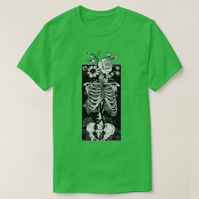 Gotische Blume und Knochen T-Shirt (Design vorne)