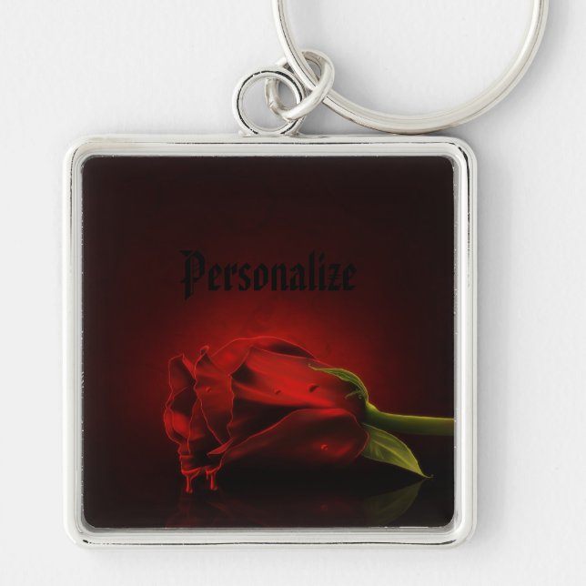 Gotische blutige Rosen-personalisierte Schlüsselanhänger (Vorne)