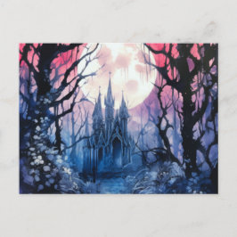 Gotische Burg Full Moon Forest Halloween Feiertagspostkarte