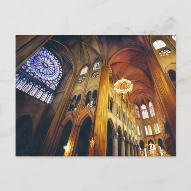 "Gotische Drehung" Notre Dame Kathedrale Wasserfar Postkarte (Vorderseite)