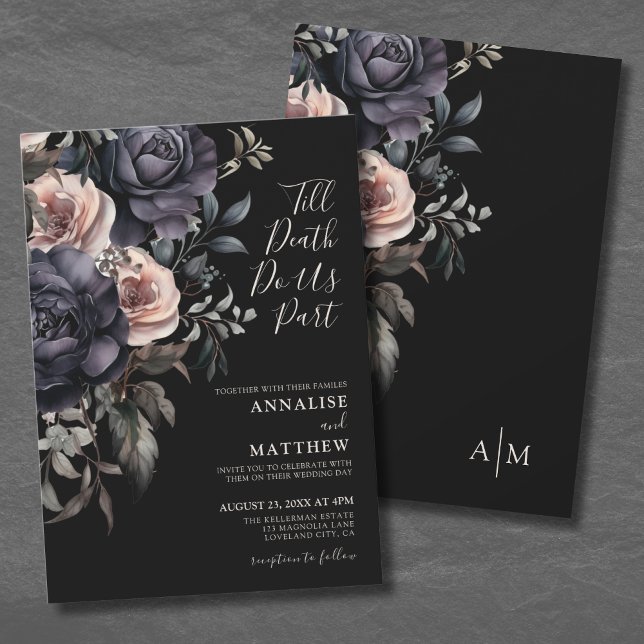 Gotische Elegante Rose Blumenhochzeit Einladung (Gothic Elegant Roses Floral Wedding Invitation )