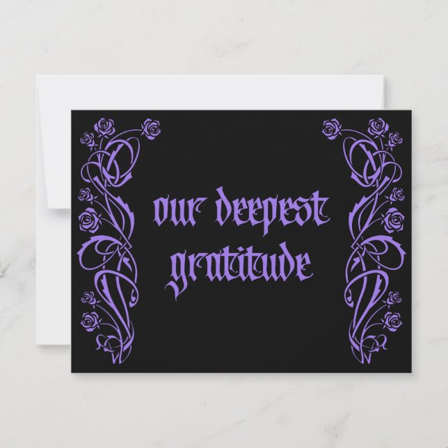 Gotische Elegante Rose Hochzeit Dankeskarte (Vorderseite)