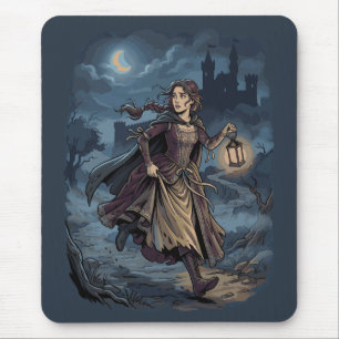 Gotische Fantasy Mittelalterliches Mädchen Laterne Mousepad