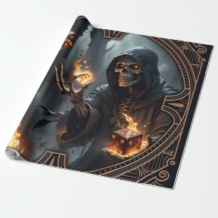 Gotische Flammen, der Wächter der brennenden Würfe Geschenkpapier