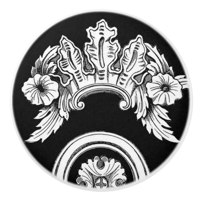 Gotische, florale Trim Medallion Keramik Drehknopf Keramikknauf (Vorderseite)