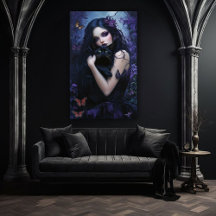 Gotische Frau mit schwarzer Katze