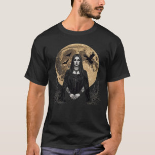 gotische Frau und ravens über den Mond T-Shirt