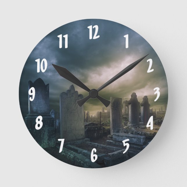 gotische Friedhofstollenuhr Runde Wanduhr (Vorderseite)