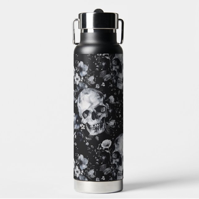 Gotische Gartenschnecken und Blumengoten Sommer Trinkflasche (Vorderseite)