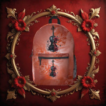 Gotische Geigenblüte mit rote Rosen