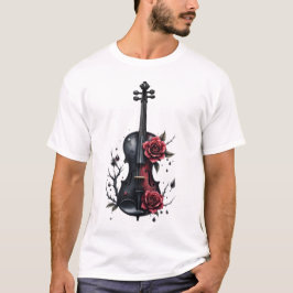 Gotische Geigenblüte mit rote Rosen T-Shirt