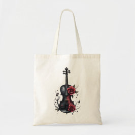 Gotische Geigenblüte mit rote Rosen Tragetasche