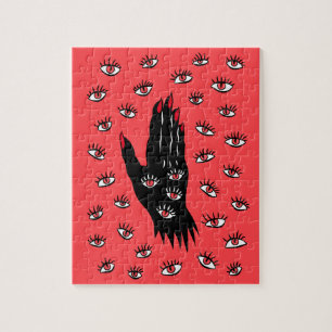 Gotische Halloween Art - Schwarze Hand Spooky Eyes