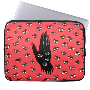 Gotische Halloween Art - Schwarze Hand Spooky Eyes Laptopschutzhülle