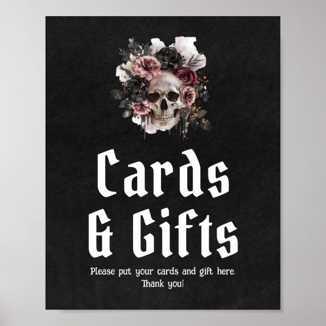 Gotische Halloween-Blumenschmuckkarten und Geschen Poster (Vorne)