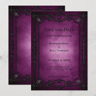 Gotische Halloween-Hochzeit Save-the-Date-Einladun Ankündigung