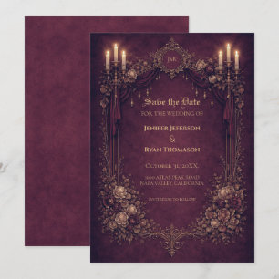 Gotische Halloween-Hochzeit Save-the-Date-Einladun Ankündigung