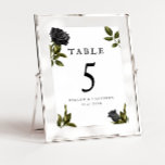 Gotische Halloween-Rose Tischnummer<br><div class="desc">Gotische und elegante Hochzeitsstiftung mit der Illustration von schwarzen Rose auf weißem Hintergrund. Ideal für eine halbwüchsige Hochzeit.</div>