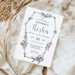 Gotische Handzeichnung 40. Geburtstag Party Einladung<br><div class="desc">Diese Party Einladung aus dem 40. Jubiläum wurde für die Koordination mit der Gothic Hand gezeichneten Floralsammlung konzipiert. Sie zeichnet sich durch handgezeichnete Blume und Schädel in Bogenform aus. Geeignet für launische, dunkelgotische Hochzeitsthemen. Für eine erweiterte Anpassung dieses Designs, z.B. das Ändern des Layouts, des Schriftartes oder der Textgröße, klicken...</div>