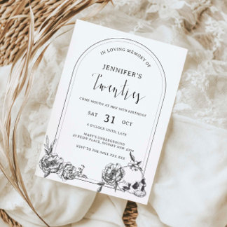 Gotische Handzeichnung vom 30. Geburtstag Party Einladung