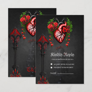 Gotische herzrote Blume. RSVP Karte