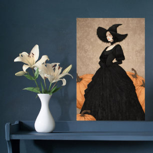 Gotische Hexen-Kürbis-Halloween Elegant Art Nouvea Poster