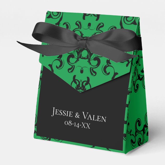 Gotische Hochzeit grün und schwarz Geschenkschachtel (Vorderseite)