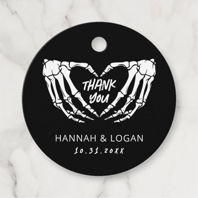 Gotische Hochzeit, Halloween Hochzeit Danke Geschenkanhänger (Vorderseite)
