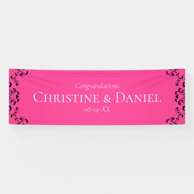 Gotische Hochzeit in Pink und Schwarz Banner (Horizontal)