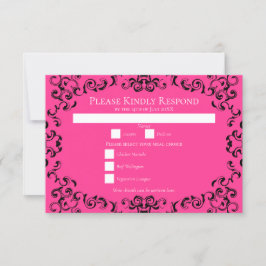 Gotische Hochzeit in Pink und Schwarz Einladung