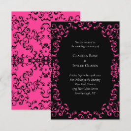 Gotische Hochzeit in Pink und Schwarz Einladung