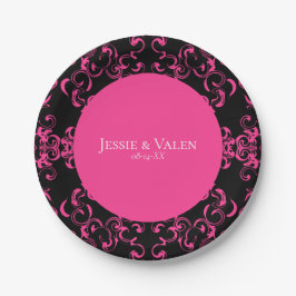 Gotische Hochzeit in Pink und Schwarz Pappteller