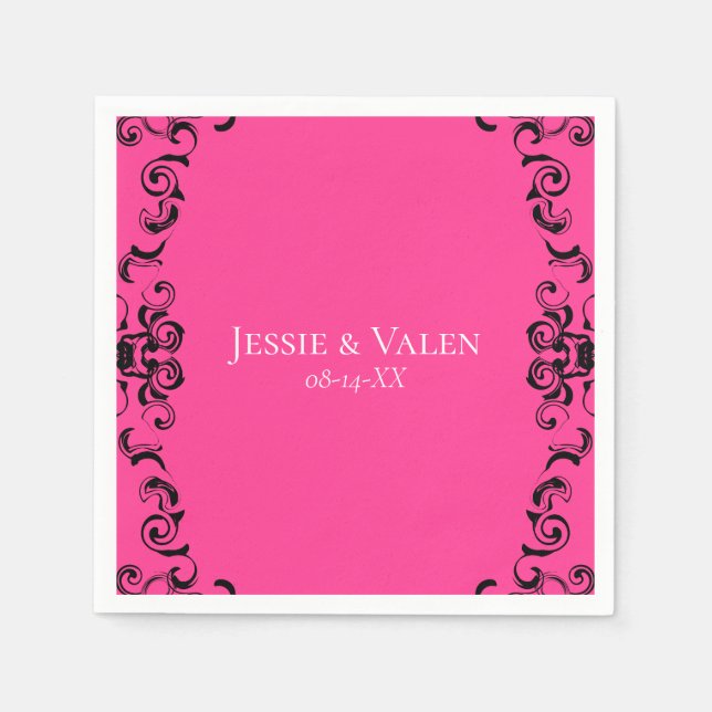 Gotische Hochzeit in Pink und Schwarz Serviette (Vorderseite)
