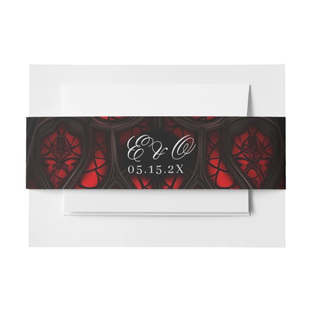 Gotische Hochzeit in Rot und Schwarz Einladungsbanderole (Vorderseite Beispiel)