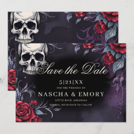 Gotische Hochzeit in Rot und Schwarz Save The Date