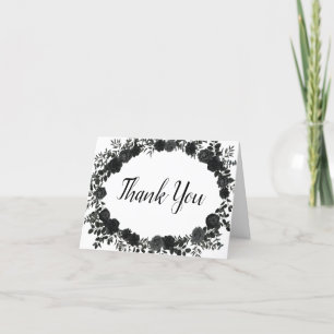 Gotische Hochzeit in Weiß und Schwarz-Rose Dankesc Dankeskarte