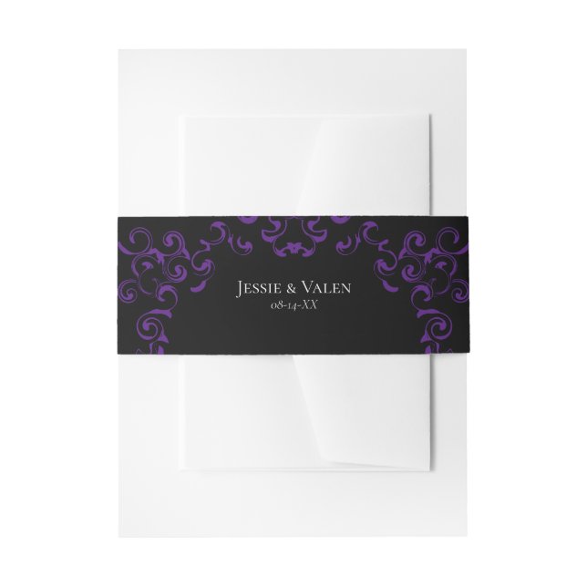 Gotische Hochzeit lila & schwarz Einladungsbanderole (Vorderseite Beispiel)