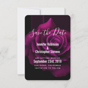 Gotische Hochzeit mit Lila Rote Rose Save The Date
