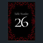 Gotische Hochzeit mit schwarzem Swirl Tischnummer<br><div class="desc">Unser schönes Rot & Schwarz Swirl Gothic Wedding Design ist dunkel,  aber schön mit unserem künstlerischen Scrolldesign. Sie sind in einer Sammlung von mehreren Gegenständen entworfen,  sodass Ihre gesamte Hochzeit mit dem gleichen Stil koordiniert werden kann!</div>