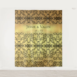 Gotische Hochzeit mit schwarzem Swirl Wandteppich