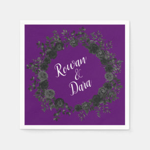 Gotische Hochzeit Napkins mit lila und schwarzer R Serviette