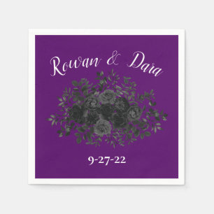 Gotische Hochzeit Napkins mit lila und schwarzer R Serviette